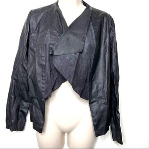 Zara Faux Leather Draped Open Jacket sz XS